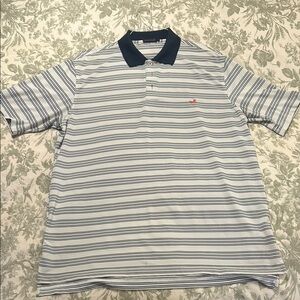 Southern Tide Blue and White Striped Polo Shirt